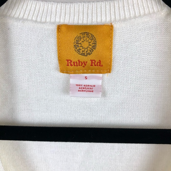 NWT Ruby Rd. Ivory cardigan with rose detail size: S - Picture 2 of 6